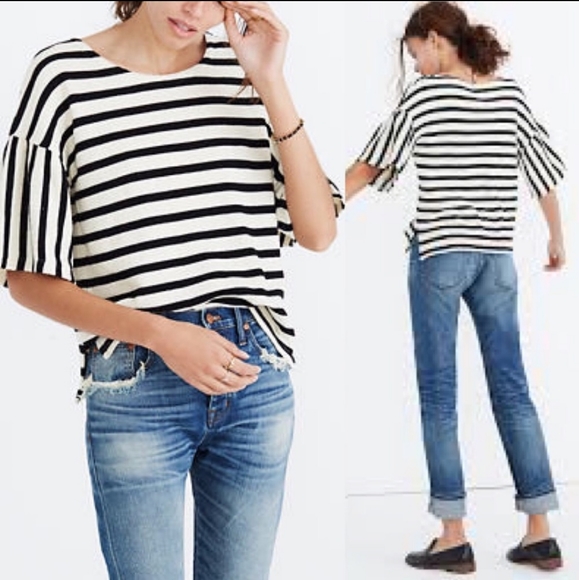 Madewell Tops - Madewell Striped Bell Sleeve Top Size Medium
